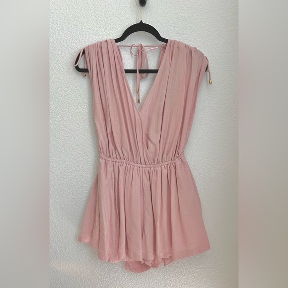 HYFVE Pants - HYFVE Draped pocketed Pink Romper Drapey  Elastic Waist Lined Sz M